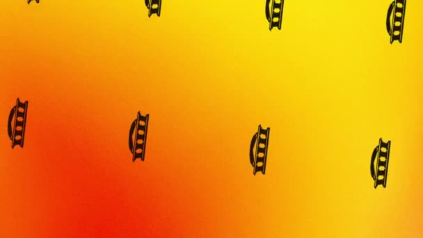 bâtiment rotatif avec icône de clôture sur orange et jaune - Séquence, vidéo