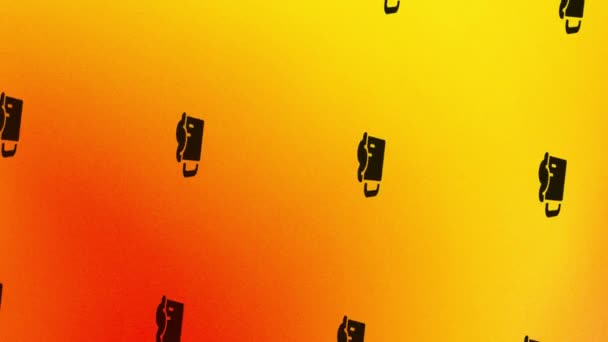 Animation des sich drehenden Bechers mit Bier-Symbol auf orange und gelb - Filmmaterial, Video