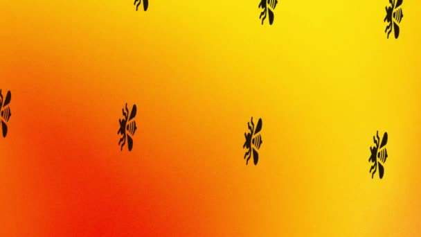 animace ikony rotující včely na oranžové a žluté - Záběry, video