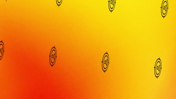 animation of spinning target icon on orange and yellow - Πλάνα, βίντεο