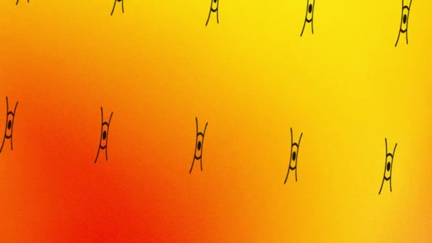 animation of spinning eye icon on orange and yellow - Кадри, відео