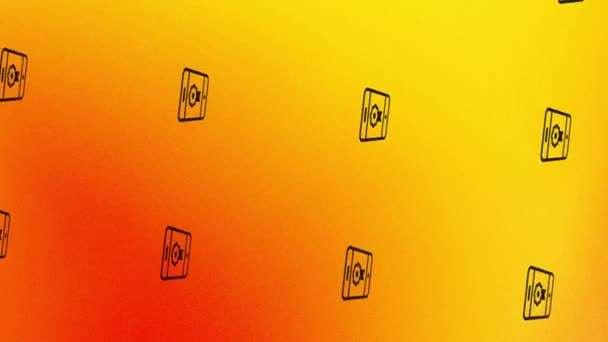 animacja wirującego smartfona z nagrodą na ekranie ikony na pomarańczowo-żółtym - Materiał filmowy, wideo