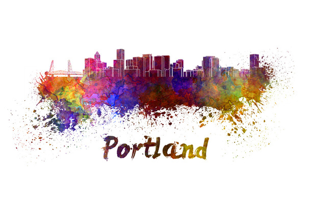 Portland skyline in aquarel - Foto, afbeelding