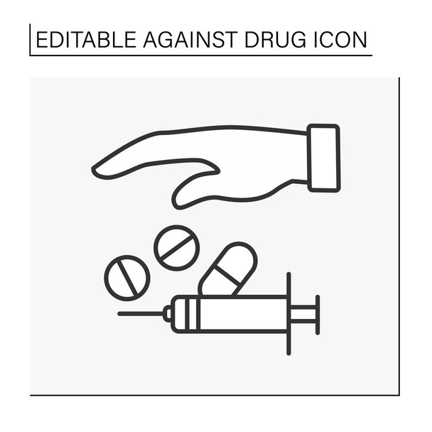  Contre l'icône de ligne de drogue - Vecteur, image