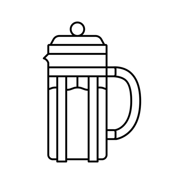 prensa francesa herramienta de café línea icono vector ilustración - Vector, imagen