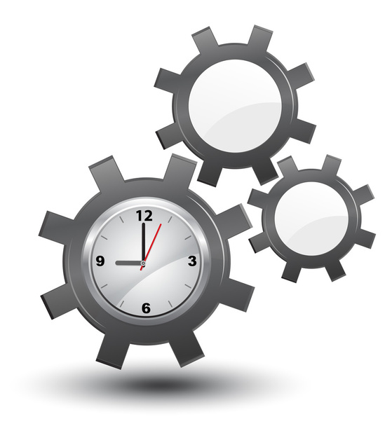 Gestion du temps d'affaires, horloge avec roues dentées, vecteur
, - Vecteur, image