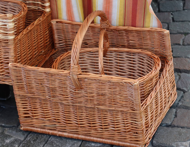 handmade wicker baskets various sizes - Photo, Image