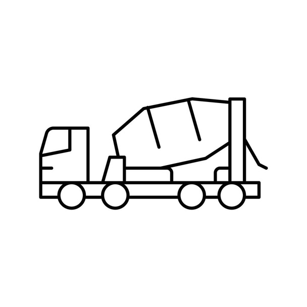 camión concreto línea de transporte icono vector ilustración - Vector, imagen