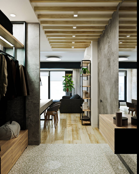 modern loft stijl appartement interieur, prive-huis - Foto, afbeelding
