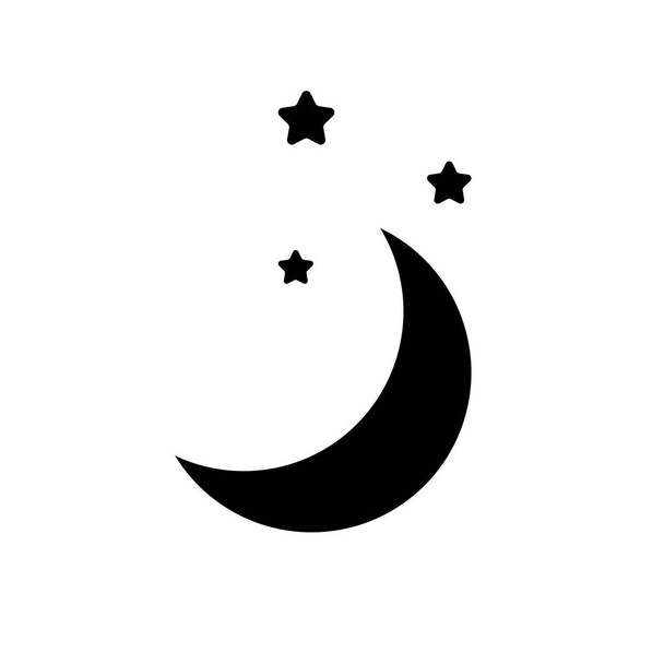 ムーンスターのロゴイラスト。占星術のアイコンとタトゥーアートの背景。手描き黒夜時間抽象的なデザイン、夢の天文学のボタンシルエット。モダンでエレガントでミニマリズムの強いテンプレート. - ベクター画像