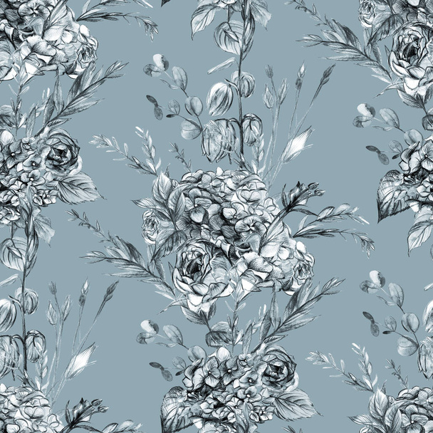 Gray delicate retro pattern for creating summer textiles for women in vintage style - Fotó, kép