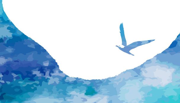 Repülő kék akvarell sirály. Vektorillusztráció - Vektor, kép