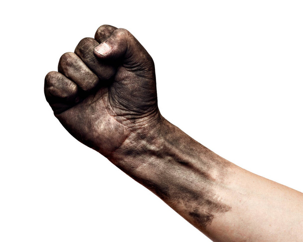 El kirliliği, güç, dövüş, işçi, kol yumruğu. - Fotoğraf, Görsel