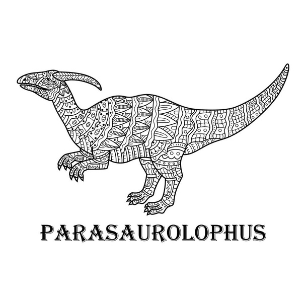 Dessiné à la main de parasaurolophus en style zentangle - Vecteur, image