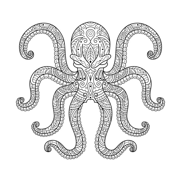 Hand drawn of kraken in zentangle style - Vector, Image