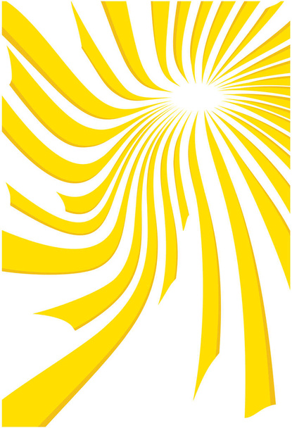 rayos arremolinados de color amarillo brillante sobre un fondo blanco - Vector, imagen