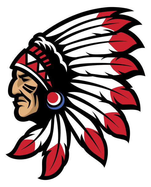 Logotipo de la mascota cabeza nativa americana - Vector, Imagen