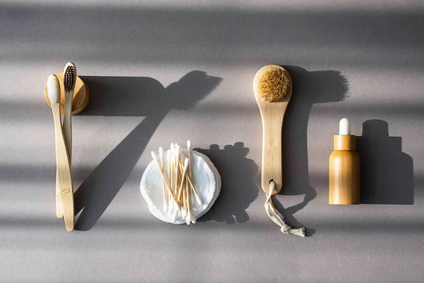 Zero waste beauty products. Set of natural toiletries, bath cosmetics for sustainable lifestyle. - Photo, Image