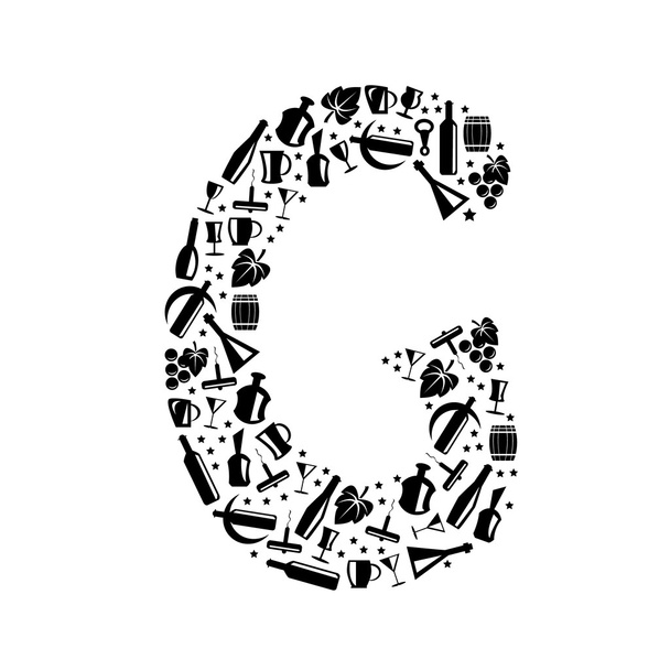 Soyut vektör alfabesi - şarap simgesinden - alfabe seti yapılan G - Vektör, Görsel
