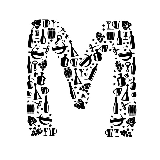 Αφηρημένη διάνυσμα αλφάβητο - M από κρασί εικόνα - σύνολο αλφάβητο - Διάνυσμα, εικόνα