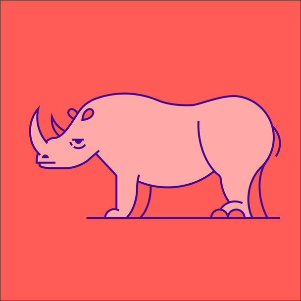 Rinoceronte isolato su sfondo rosa. Illustrazione vettoriale - Vettoriali, immagini