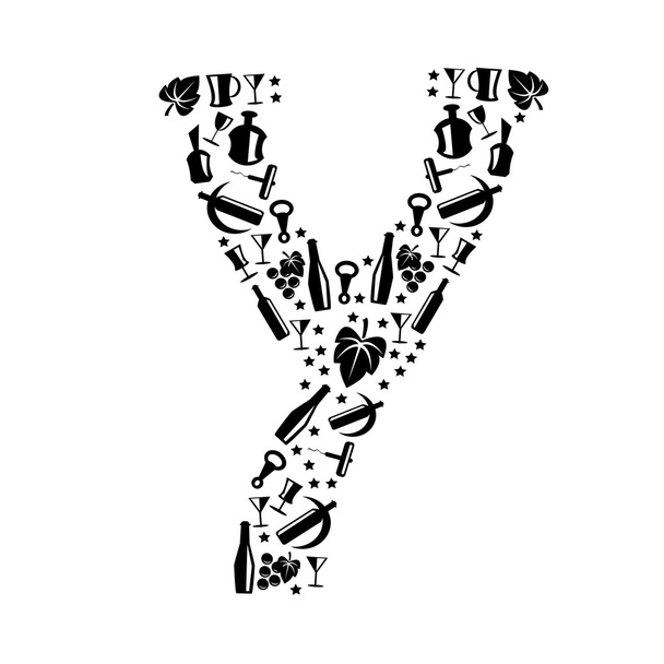 Abstract vector Alfabet - Y gemaakt van wijn icon - alfabet set - Vector, afbeelding