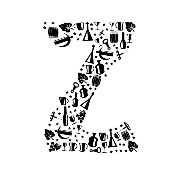Абстрактний векторний алфавіт - Z зроблений з значка вина - набір алфавітів
 - Вектор, зображення