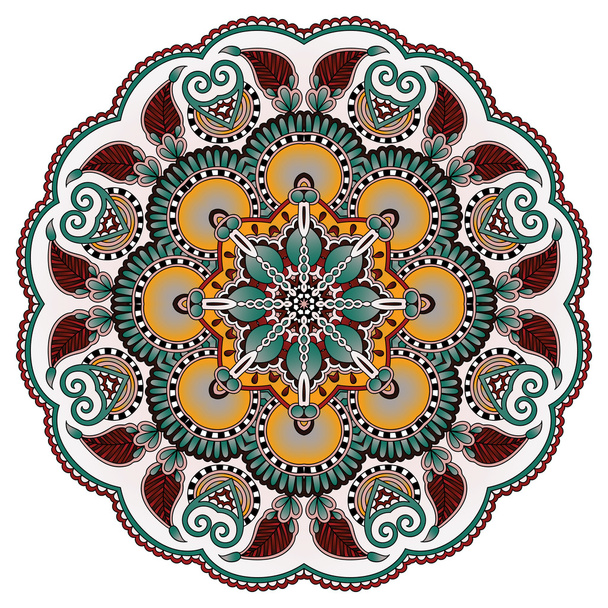 Circle lace ornament, round ornamental geometric doily pattern - Vector, imagen