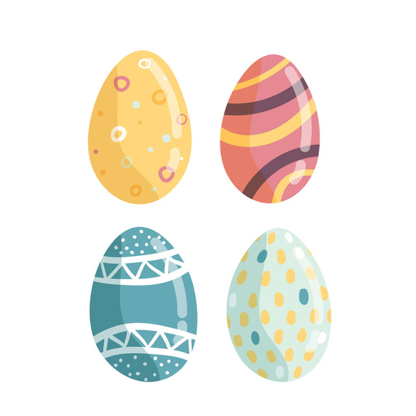 set of Easter eggs isolated on white - Vector, Image