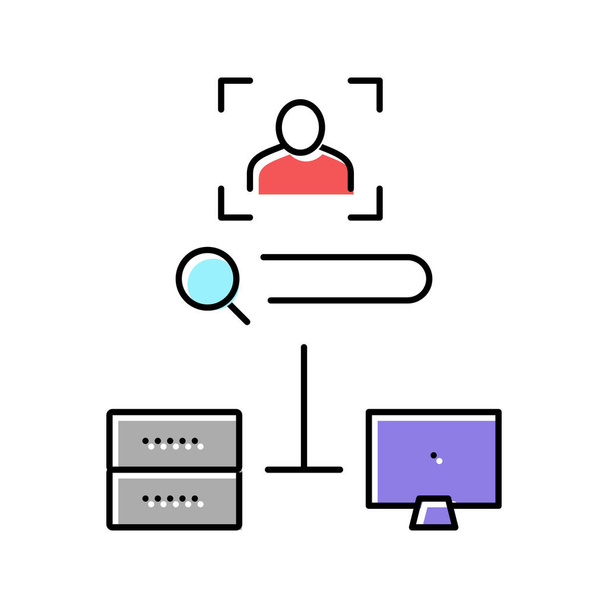baza danych serwera dla twarzy pamięci masowej, Ilustracja ikony wektora kolorów aplikacji online - Wektor, obraz