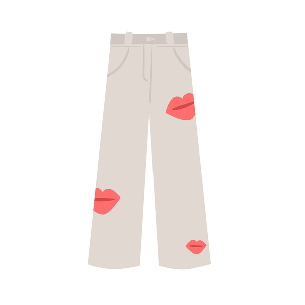 Kadınların ultara moda dudak izi pantolonları. Beyaz pantolon. beyaz üzerine izole - Vektör, Görsel