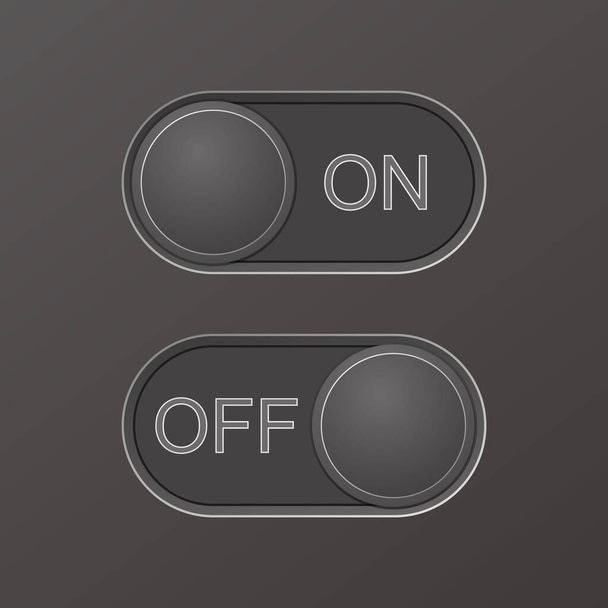Black radio buttons ON and OFF, located on a black background. 3 D. Vector illustration. - ベクター画像