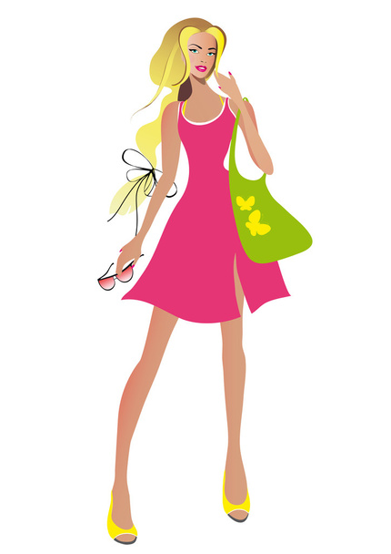 shopping girl - Vector, Image