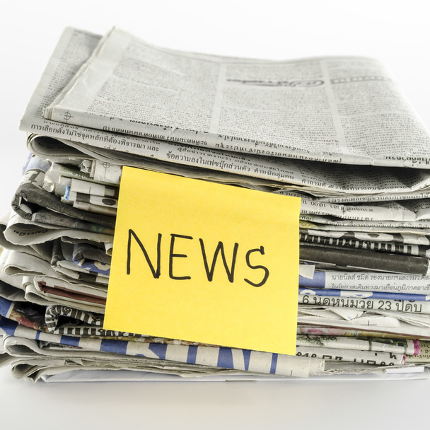 stack of newspaper with post it write news word - Φωτογραφία, εικόνα