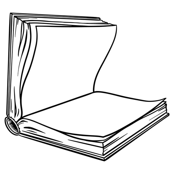 vector hand drawn book in doodle style. Open books isoleted on white - Vector, Image