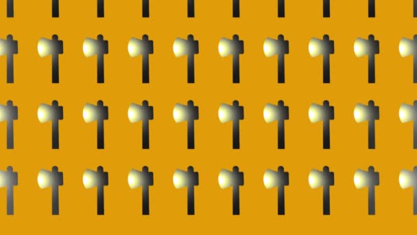 анимация иконки топора на желтом - Кадры, видео