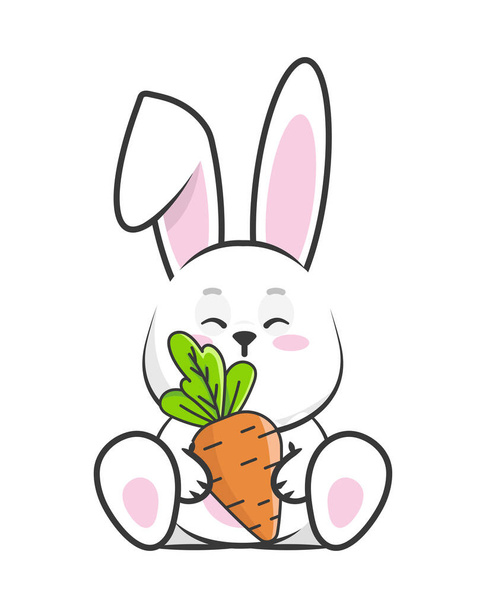 cute rabbit with carrot - Vettoriali, immagini