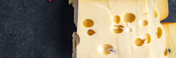 cheese maasdam, radamer, mazdamer fresh dietary healthy meal food snack on the table copy space food background  - 写真・画像