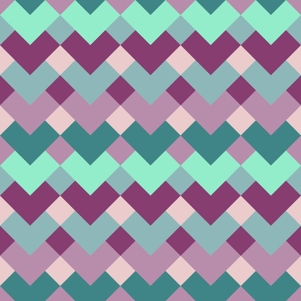 Vector, Seamless, Image in The Form of Squares in Green and Cherry Tones, Arranged in A Zig-Zag Pattern. Possible Applications in Design and Textiles - Vector, Imagen