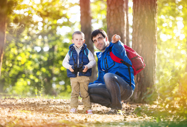 Father and son in the forest - Foto, Imagem