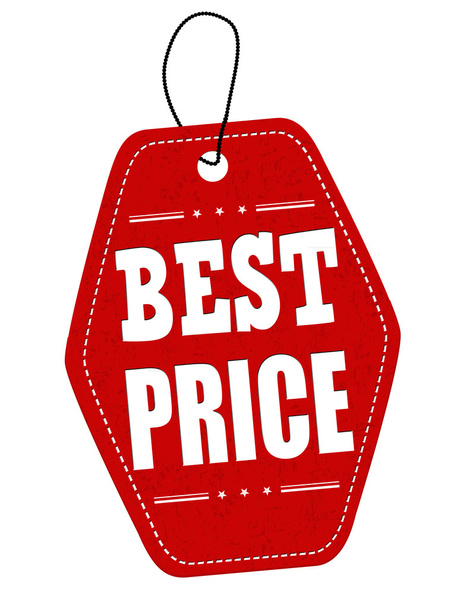 Best price red leather label or price tag - Vector, Image