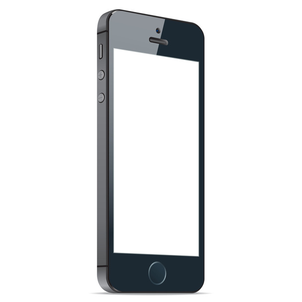 Realistic black mobile phone with blank screen isolated on white background. Vector EPS10 - Vecteur, image