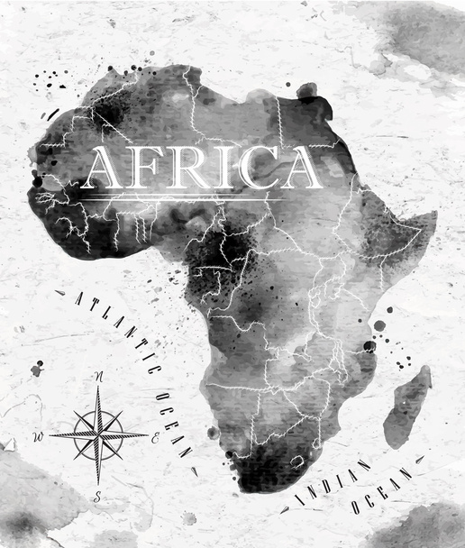 Mapa Afryka atrament - Wektor, obraz