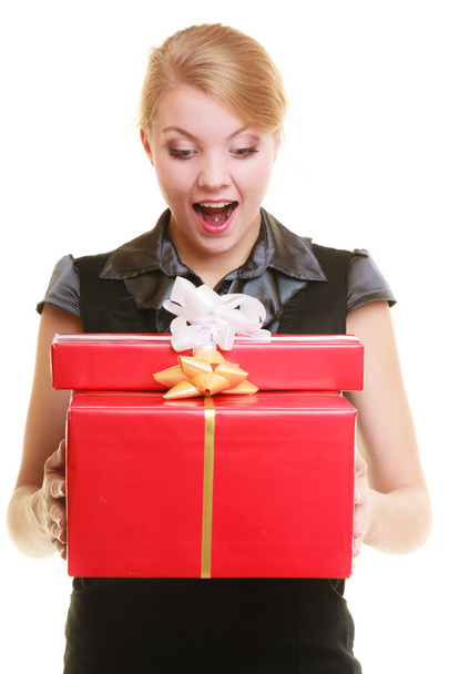 Girl with gift boxes - Zdjęcie, obraz