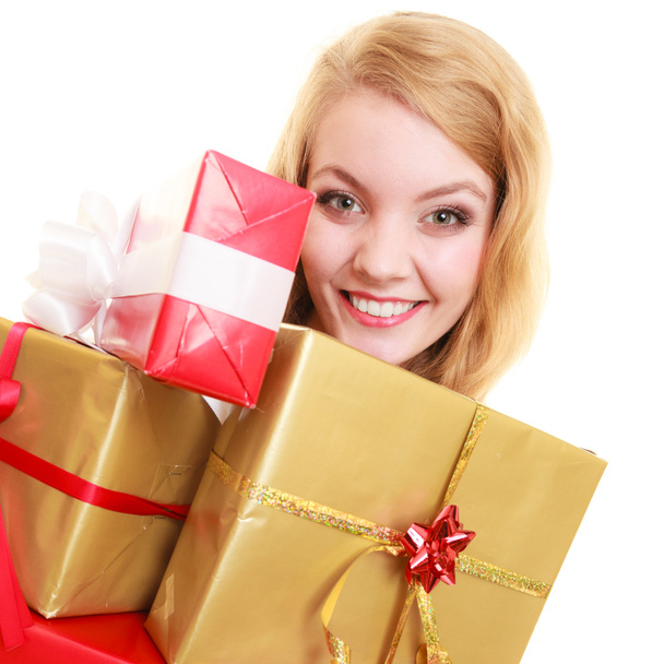 Girl with gift boxes - Фото, зображення