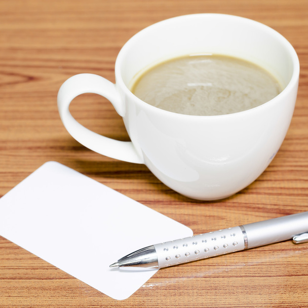 coffee cup and business card - Foto, Imagen