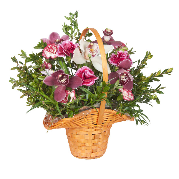 kytice květin v košíku - Fotografie, Obrázek