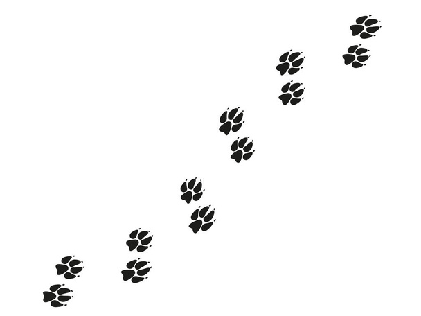 Fox feet tracks. Animals paws and sillhouetts. - Vector, Image