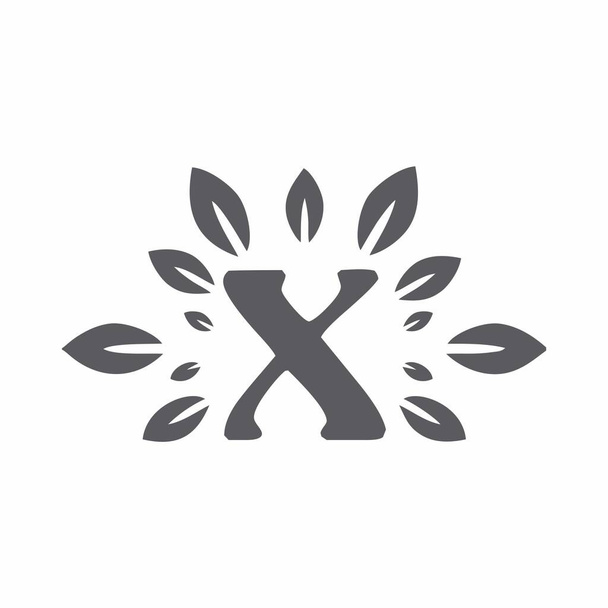 X letter Logo with environmental leaves logo, vector illustration - Вектор, зображення