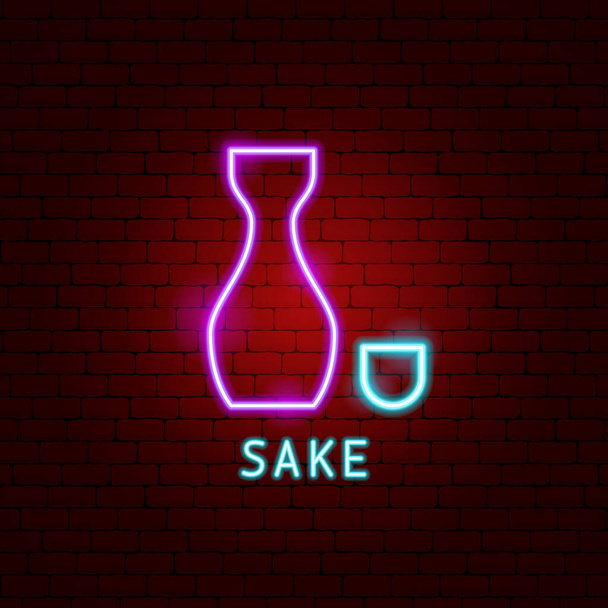 Sake-Neon-Etikett - Vektor, Bild